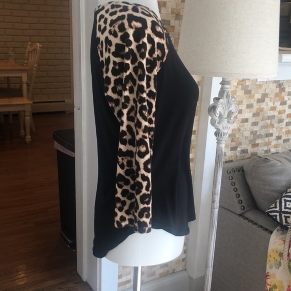 Black and leopard raglan sleeves top - Picture 6 of 8